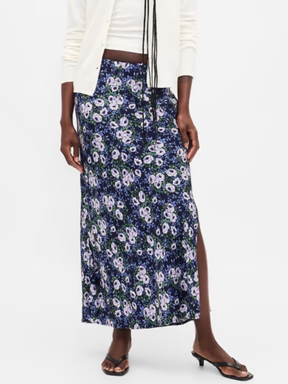 GAP Floral Maxi Slip Skirt Size Small Petite Pull On Elastic Waist